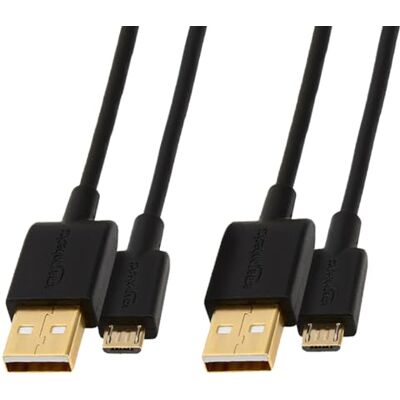 Amazon Basics USB-A auf Micro USB 2.0 Kabel, 480 Mbit/s Übertragungsgeschwindigkeit, mit vergoldeten Steckern, 2 Stück, 1.8 m, Schwarz Amazon Basics USB-A auf Micro USB 2.0 Kabel, 480 Mbit/s Übertragungsgeschwindigkeit, mit vergoldeten Steckern, 2 Stück, 1.8 m, Schwarz