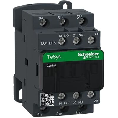 Schneider Electric Leistungsschütz LC1D, 3-polig, +1S, +1Ö, 7.5 kW, 18A, 400V AC3, 400V AC, Artikelnummer LC1D18V7 Schneider Electric Leistungsschütz LC1D, 3-polig, +1S, +1Ö, 7.5 kW, 18A, 400V AC3, 400V AC, Artikelnummer LC1D18V7