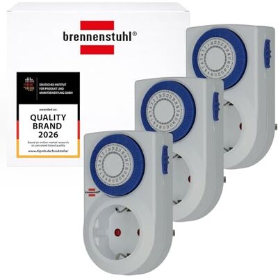 Brennenstuhl 3er Set Zeitschaltuhr MMZ 20, mechanische Timer-Steckdose (Tages-Zeitschaltuhr, mit erhöhtem Berührungsschutz, für den Innenbereich) weiß Brennenstuhl 3er Set Zeitschaltuhr MMZ 20, mechanische Timer-Steckdose (Tages-Zeitschaltuhr, mit erhöhtem Berührungsschutz, für den Innenbereich) weiß
