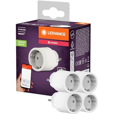 LEDVANCE SMART+ Smarte Steckdose für Innen mit ZigBee Technologie, bindet konventionelle Geräte ins Smart Home ein, misst und spart Stromverbrauch, kompatibel mit Alexa oder Google, weiss, 4er-Pack LEDVANCE SMART+ Smarte Steckdose für Innen mit ZigBee Technologie, bindet konventionelle Geräte ins Smart Home ein, misst und spart Stromverbrauch, kompatibel mit Alexa oder Google, weiss, 4er-Pack