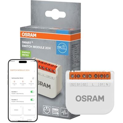 Osram SMART+ WiFi Schaltmodul 2 Kanal, 10A Schaltleistung, Energiezähler, Smart Home, Alexa kompatibel, Weiß Osram SMART+ WiFi Schaltmodul 2 Kanal, 10A Schaltleistung, Energiezähler, Smart Home, Alexa kompatibel, Weiß