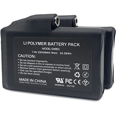 KRASER KRB01 Pack 2 Akkus für beheizte Handschuhe Bekleidung Elektrosocken, Lithium Polymer Ersatzakku, Buchse 7,4 Volt 2200mAh Lithium-Ionen Polymer KRASER KRB01 Pack 2 Akkus für beheizte Handschuhe Bekleidung Elektrosocken, Lithium Polymer Ersatzakku, Buchse 7,4 Volt 2200mAh Lithium-Ionen Polymer