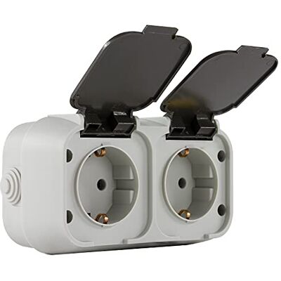 REV Standard, Doppelsteckdose-Feuchtraumsteckdose, IP44, Aufputz, grau REV Standard, Doppelsteckdose-Feuchtraumsteckdose, IP44, Aufputz, grau