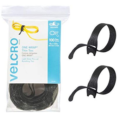 VELCRO Brand VELCRO One Wrap Kabelbinder 100 Stück 20,3 x 1,27 cm schwarze Kabel-Organisationsgurte dünnes vorgeschnittenes Design Draht-Management für die Organisation von Haus, Büro und Datenzentren VELCRO Brand VELCRO One Wrap Kabelbinder 100 Stück 20,3 x 1,27 cm schwarze Kabel-Organisationsgurte dünnes vorgeschnittenes Design Draht-Management für die Organisation von Haus, Büro und Datenzentren