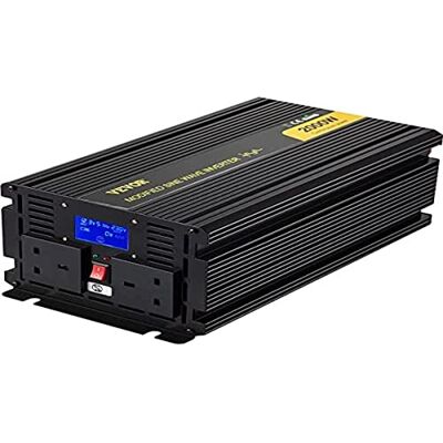 VEVOR Spannungswandler, 2000 W Reiner Modifizierte Sinus Wechselrichter, 12 V DC / 240 AC, LED-Anzeigen 4000 W, LCD-Bildschirm, 0,3 A, 330 x 167 120 mm, 2 Batteriekabel, Schwarz VEVOR Spannungswandler, 2000 W Reiner Modifizierte Sinus Wechselrichter, 12 V DC / 240 AC, LED-Anzeigen 4000 W, LCD-Bildschirm, 0,3 A, 330 x 167 120 mm, 2 Batteriekabel, Schwarz