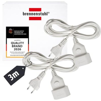 Brennenstuhl 2er Set Kunststoff-Verlängerungskabel (Verlängerungskabel für den Innenbereich, 3m Kabel, mit Euro-Stecker und Kupplung) weiß Brennenstuhl 2er Set Kunststoff-Verlängerungskabel (Verlängerungskabel für den Innenbereich, 3m Kabel, mit Euro-Stecker und Kupplung) weiß