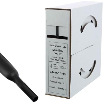 Offgridtec 10m Schrumpfschlauch mit Kleber 2,4mm > 1,2mm Schrumpfrate, Dual-Wand, Halogenfrei, Flammhemmend, Wasserdichte Kabelisolierung, Leicht zu Schneiden, Inklusive Spenderbox, Schwarz Offgridtec 10m Schrumpfschlauch mit Kleber 2,4mm > 1,2mm Schrumpfrate, Dual-Wand, Halogenfrei, Flammhemmend, Wasserdichte Kabelisolierung, Leicht zu Schneiden, Inklusive Spenderbox, Schwarz