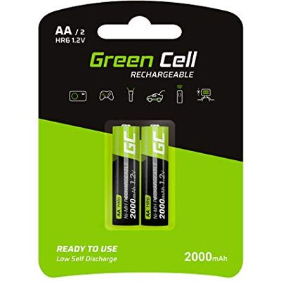 Green Cell Akku 2000 mAh 1.2V 2 Stück Mignon wiederaufladbare Batterien AA, Typ NI-MH, 1.2v vorgeladen, hohe Kapazität, zuverlässige Akku Batterien AA, langlebige Batterie AA Lösungen Green Cell Akku 2000 mAh 1.2V 2 Stück Mignon wiederaufladbare Batterien AA, Typ NI-MH, 1.2v vorgeladen, hohe Kapazität, zuverlässige Akku Batterien AA, langlebige Batterie AA Lösungen