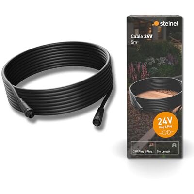 Steinel Verlängerungskabel 5 m für 24V Garten-Lichtsystem, Niedervolt Kabel, Wetterfest IP67, Plug & Play, 24V-Garten Zubehör, Schwarz Steinel Verlängerungskabel 5 m für 24V Garten-Lichtsystem, Niedervolt Kabel, Wetterfest IP67, Plug & Play, 24V-Garten Zubehör, Schwarz