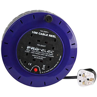 PRO-ELEC Pro Elec PEL00427 Kassettenrolle mit 4 Steckdosen, 13 A, 10 m PRO-ELEC Pro Elec PEL00427 Kassettenrolle mit 4 Steckdosen, 13 A, 10 m