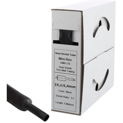 Offgridtec 5m Schrumpfschlauch mit Kleber 19 mm > 6 mm, 3:1 Schrumpfrate, Dual-Wand, Halogenfrei, Flammhemmend, Wasserdichte Kabelisolierung, Leicht zu Schneiden, Inklusive Spenderbox, Schwarz Offgridtec 5m Schrumpfschlauch mit Kleber 19 mm > 6 mm, 3:1 Schrumpfrate, Dual-Wand, Halogenfrei, Flammhemmend, Wasserdichte Kabelisolierung, Leicht zu Schneiden, Inklusive Spenderbox, Schwarz