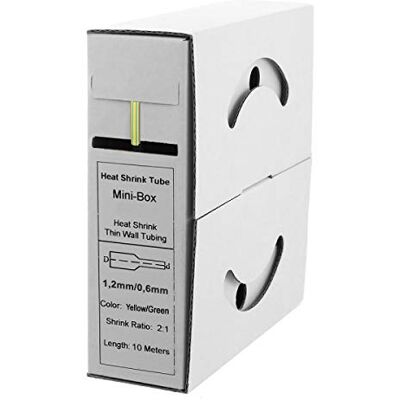 Offgridtec 10m Schrumpfschlauch mit Kleber 1,2 mm > 0,6 mm, 2:1 Schrumpfrate, Dual-Wand, Halogenfrei, Flammhemmend, Wasserdichte Kabelisolierung, Leicht zu Schneiden, Inklusive Spenderbox, gelb/grün Offgridtec 10m Schrumpfschlauch mit Kleber 1,2 mm > 0,6 mm, 2:1 Schrumpfrate, Dual-Wand, Halogenfrei, Flammhemmend, Wasserdichte Kabelisolierung, Leicht zu Schneiden, Inklusive Spenderbox, gelb/grün