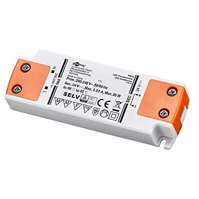 goobay 30612 LED Trafo 230V auf 24V LED Spot 24V Transformator 20W Gesamtlast LED Treiber 24V DC Gleichspannung LED Driver Trafo kein Flackern goobay 30612 LED Trafo 230V auf 24V LED Spot 24V Transformator 20W Gesamtlast LED Treiber 24V DC Gleichspannung LED Driver Trafo kein Flackern