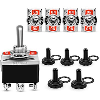 Nilight Kippschalter, 6-polig, robust, 15 A, 250 V, 20 A, 125 V, DPDT, 6-polig, Ein-Aus-Ein-Schalter, Metall, wasserdicht, für Kofferraumkappenabdeckung, 5 Stück Nilight Kippschalter, 6-polig, robust, 15 A, 250 V, 20 A, 125 V, DPDT, 6-polig, Ein-Aus-Ein-Schalter, Metall, wasserdicht, für Kofferraumkappenabdeckung, 5 Stück