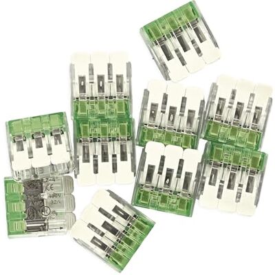 EMOS 10 Stück Verbindungsklemme mit Hebel, 5x 0,2–4 mm2-5-Leiter Verbinder mit Hebel, 450 V~/32 A schraubenlose Verknüpfung aller Leiterarten, 5 parallele Pole mit CuSn-Kontakten transparent EMOS 10 Stück Verbindungsklemme mit Hebel, 5x 0,2–4 mm2-5-Leiter Verbinder mit Hebel, 450 V~/32 A schraubenlose Verknüpfung aller Leiterarten, 5 parallele Pole mit CuSn-Kontakten transparent