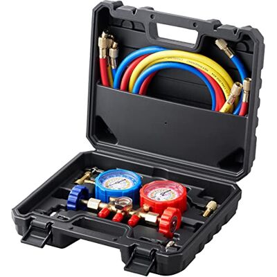 VEVOR Kältemittel Manometer 3-Wege Auto Kältemittel Verteiler Messgeräteset, R134A-R22-R12-R502 AC 4 Stk. 5 Fuß Ladeschläuche Kältemittel Manifold Messgerät AC-Diagnosewerkzeuge Autoklimaanlagen VEVOR Kältemittel Manometer 3-Wege Auto Kältemittel Verteiler Messgeräteset, R134A-R22-R12-R502 AC 4 Stk. 5 Fuß Ladeschläuche Kältemittel Manifold Messgerät AC-Diagnosewerkzeuge Autoklimaanlagen
