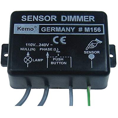Kemo M156 Sensor Leistungsregler 230V / AC 1kW. Für ohmsche Lasten und Motoren. Bedienbar über Taster oder Sensorkontakt. Als Lichtschweller einsetzbar. Max. 6 A Kemo M156 Sensor Leistungsregler 230V / AC 1kW. Für ohmsche Lasten und Motoren. Bedienbar über Taster oder Sensorkontakt. Als Lichtschweller einsetzbar. Max. 6 A