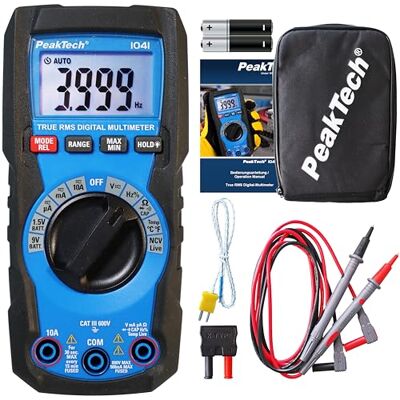 PeakTech P 1041 – True RMS Digital Multimeter, Auto-Range, 4.000 Counts, Durchgangsprüfer, Mehrfach-Messgerät, Voltmeter; 600V 10A AC/DC CAT III, Black PeakTech P 1041 – True RMS Digital Multimeter, Auto-Range, 4.000 Counts, Durchgangsprüfer, Mehrfach-Messgerät, Voltmeter; 600V 10A AC/DC CAT III, Black