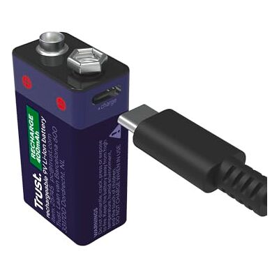 Trust USB-C Wiederaufladbare 9V Blockbatterie, 9V Batterie mit USB-C Anschluss, kein Akkuladegerät Erforderlich, 4.44Wh Wiederaufladbar über Ladegerät/USB Kabel, Lithium Akku für Rauchmelder Trust USB-C Wiederaufladbare 9V Blockbatterie, 9V Batterie mit USB-C Anschluss, kein Akkuladegerät Erforderlich, 4.44Wh Wiederaufladbar über Ladegerät/USB Kabel, Lithium Akku für Rauchmelder