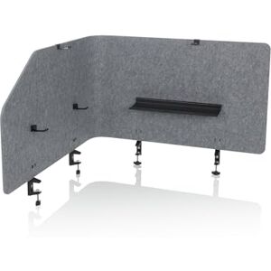 hjh OFFICE Akustik Tischtrennwand FLEXMIUT T TOP 50 x 160 cm Stoff Sichtschutz Schreibtisch, als Eck- oder Front-Trennwand nutzbar, Grau, 891015 hjh OFFICE Akustik Tischtrennwand FLEXMIUT T TOP 50 x 160 cm Stoff Sichtschutz Schreibtisch, als Eck- oder Front-Trennwand nutzbar, Grau, 891015