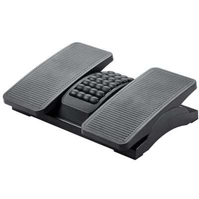 Q-Connect Premium Fußstütze aus Kunststoff/Anti-Rutsch-Beschichtung/Höhen Verstellbare Ergonomische Fußablage mit Massagestruktur und Rolle/Fußstützen/Schwarz Q-Connect Premium Fußstütze aus Kunststoff/Anti-Rutsch-Beschichtung/Höhen Verstellbare Ergonomische Fußablage mit Massagestruktur und Rolle/Fußstützen/Schwarz