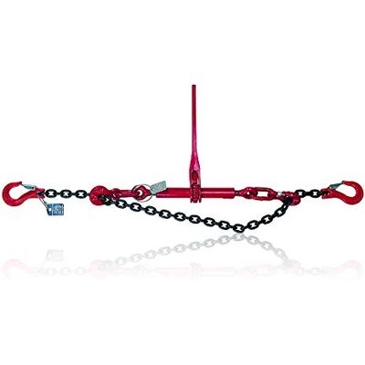 Dolezych Zurrkette mit Gabelkopfhaken und Ratschenlastspanner (mit Verkürzungshaken), 2000 dAN Direct Zurrkapazität, 2,00 m Länge, Rot/Schwarz Dolezych Zurrkette mit Gabelkopfhaken und Ratschenlastspanner (mit Verkürzungshaken), 2000 dAN Direct Zurrkapazität, 2,00 m Länge, Rot/Schwarz