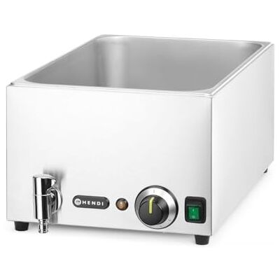 HENDI Bain-Marie, mit Ablasshahn, Temperaturbereich: 30° bis 85°C, geeignet für: 1x GN1/1 bis max. 150mm Behälter, Speisenwärmer, Buffetwärmer, GN1/1, 230V/1000W, 605x332x(H) 242mm, Edelstahl HENDI Bain-Marie, mit Ablasshahn, Temperaturbereich: 30° bis 85°C, geeignet für: 1x GN1/1 bis max. 150mm Behälter, Speisenwärmer, Buffetwärmer, GN1/1, 230V/1000W, 605x332x(H) 242mm, Edelstahl