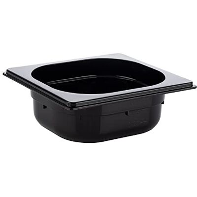 APS 82076 GN 1/6 Behälter, Gastronormbehälter aus Polycarbonat, Abmessungen 160 x 160mm/Höhe 65 mm/Volumen 1 Liter, schwarz APS 82076 GN 1/6 Behälter, Gastronormbehälter aus Polycarbonat, Abmessungen 160 x 160mm/Höhe 65 mm/Volumen 1 Liter, schwarz