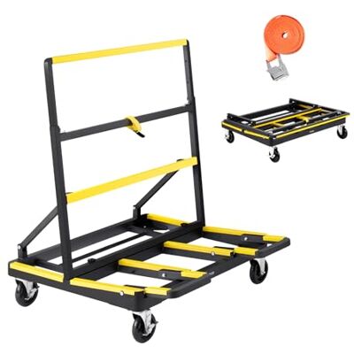 VEVOR Plattenwagen, 816 kg Tragkraft, Transportwagen mit 4 Lenkrollen & ausziehbarer Ladefläche, faltbare Plattenkarren mit Zurrgurt für die Handhabung von Sperrholz, Gipskartonplatten, Glas VEVOR Plattenwagen, 816 kg Tragkraft, Transportwagen mit 4 Lenkrollen & ausziehbarer Ladefläche, faltbare Plattenkarren mit Zurrgurt für die Handhabung von Sperrholz, Gipskartonplatten, Glas