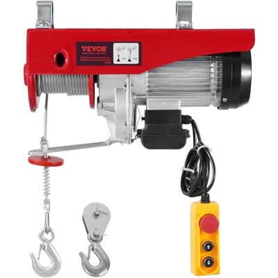 VEVOR Elektrische Seilwinde, 1200 kg Motorwinde mit 4,2 m kabelgebundener Fernbedienung, 12 m Hubhöhe mit Einzelkabel, Einzel-/Doppelschlingen, Not-Aus, Hebezeug für Garage, Lager, Fabrik VEVOR Elektrische Seilwinde, 1200 kg Motorwinde mit 4,2 m kabelgebundener Fernbedienung, 12 m Hubhöhe mit Einzelkabel, Einzel-/Doppelschlingen, Not-Aus, Hebezeug für Garage, Lager, Fabrik
