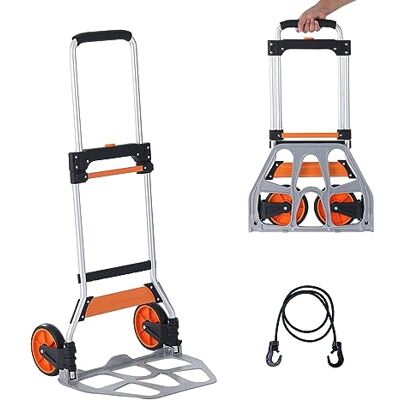 VEVOR Sackkarre Klappbar 125kg Transportkarre aus Aluminiumlegierung und Kunststoff Stapelkarre mit verstellbarem Griff 820-1105mm Faltbarer Trolley inkl. Bindeseil kompakte Größe zum Verstauen VEVOR Sackkarre Klappbar 125kg Transportkarre aus Aluminiumlegierung und Kunststoff Stapelkarre mit verstellbarem Griff 820-1105mm Faltbarer Trolley inkl. Bindeseil kompakte Größe zum Verstauen