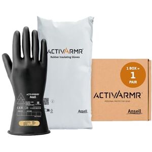Ansell ActivArmr Elektriker-Schutzhandschuhe, Elektroschutz Klass 00 (500V), Elektrisch Isolierende Gummihandschuhe, Professionelle Arbeitshandschuhe 28cm, Schwarz, Größe XL (1 Paar) Ansell ActivArmr Elektriker-Schutzhandschuhe, Elektroschutz Klass 00 (500V), Elektrisch Isolierende Gummihandschuhe, Professionelle Arbeitshandschuhe 28cm, Schwarz, Größe XL (1 Paar)