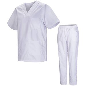 MISEMIYA Unisex-Schrubb-Set Medizinische Uniform mit Oberteil und Hose 817-8312-BLANCO X-Small, Weiß MISEMIYA Unisex-Schrubb-Set Medizinische Uniform mit Oberteil und Hose 817-8312-BLANCO X-Small, Weiß
