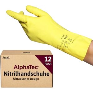 Ansell AlphaTec 37-320 Mehrzweckhandschuhe aus Nitril, Chemikalienschutz, Lebensmittel Geeignet, Wiederverwendbare Nitrilhandschuhe, Hausputz, Haushalt, Kochen, Gelb, Größe XL (12 Paar) Ansell AlphaTec 37-320 Mehrzweckhandschuhe aus Nitril, Chemikalienschutz, Lebensmittel Geeignet, Wiederverwendbare Nitrilhandschuhe, Hausputz, Haushalt, Kochen, Gelb, Größe XL (12 Paar)