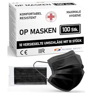Polonord Adeste ADESTE – 100x schwarze Einweg OP Masken Typ IIR, 3-lagig, spritzwassergeschützt, konform mit UNI EN 14683:2019+AC:2019, BFE >98% Polonord Adeste ADESTE – 100x schwarze Einweg OP Masken Typ IIR, 3-lagig, spritzwassergeschützt, konform mit UNI EN 14683:2019+AC:2019, BFE >98%