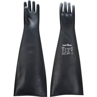 Portwest A803 Schwerer Latex-Gummihandschuh Chemikalienbeständig Schweißen Schwarz, 2XL, EN ISO 374-1 Typ, EN 388 (4121X), EN 407 (X1XXXX), EN ISO 21420, 600mm Länge Portwest A803 Schwerer Latex-Gummihandschuh Chemikalienbeständig Schweißen Schwarz, 2XL, EN ISO 374-1 Typ, EN 388 (4121X), EN 407 (X1XXXX), EN ISO 21420, 600mm Länge