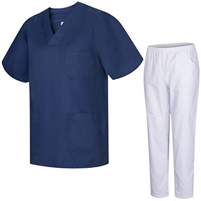 MISEMIYA Unisex-Schrubb-Set Medizinische Uniform mit Oberteil und Hose 817-8312-BLANCO X-Large, Marineblau MISEMIYA Unisex-Schrubb-Set Medizinische Uniform mit Oberteil und Hose 817-8312-BLANCO X-Large, Marineblau