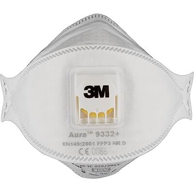 3M Aura Maske für Dämmstoffe und Hartholz 9332+, FFP3, mit Ventil, 10 pro Packung 3M Aura Maske für Dämmstoffe und Hartholz 9332+, FFP3, mit Ventil, 10 pro Packung