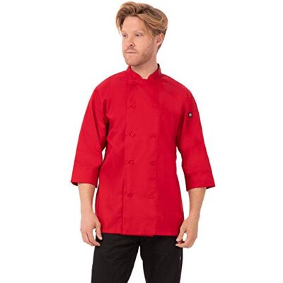 Chef Works Herren-Kochmantel Marokko, Rot/Ausflug, einfarbig (Getaway Solids), Small Chef Works Herren-Kochmantel Marokko, Rot/Ausflug, einfarbig (Getaway Solids), Small