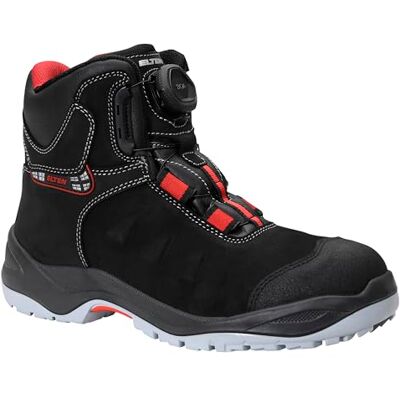 ELTEN Sicherheitsschuhe TILL BOA Mid ESD S3, Damen und Herren, Leder, Stahlkappe, leicht, robust, Schwarz/Rot, Größe: 42 ELTEN Sicherheitsschuhe TILL BOA Mid ESD S3, Damen und Herren, Leder, Stahlkappe, leicht, robust, Schwarz/Rot, Größe: 42