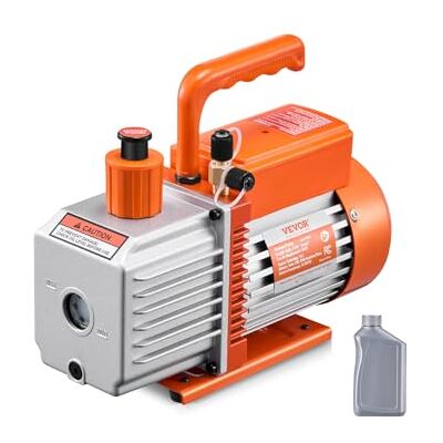 VEVOR Vakuumpumpe, 6 CFM, HVAC 2-stufige Drehschieber-Vakuumpumpe, für R134a R22 R410a-Systeme, Auto-AC-Vakuumpumpen-Kit mit Ölflasche, für die Harzentgasung zur Wartung von Autoklimaanlagen VEVOR Vakuumpumpe, 6 CFM, HVAC 2-stufige Drehschieber-Vakuumpumpe, für R134a R22 R410a-Systeme, Auto-AC-Vakuumpumpen-Kit mit Ölflasche, für die Harzentgasung zur Wartung von Autoklimaanlagen