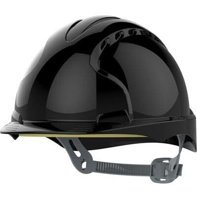 JSP EVO2 Schutzhelm Bauhelm, Belüftet, Leicht, Slip-Ratsche, Schwarz Verstellbares Tragegestell mit Präzisionspassform – Bauarbeiterhelm – Für BAU, Tiefbau & Industrie – EN 397 JSP EVO2 Schutzhelm Bauhelm, Belüftet, Leicht, Slip-Ratsche, Schwarz Verstellbares Tragegestell mit Präzisionspassform – Bauarbeiterhelm – Für BAU, Tiefbau & Industrie – EN 397