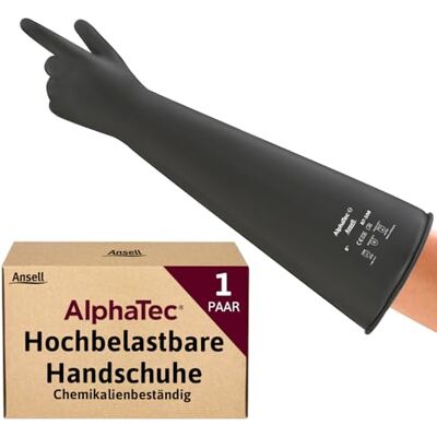 Ansell AlphaTec 87-108 Chemikalienschutz-Handschuhe aus Latex, Wiederverwendbare Chemie-Handschuhe für Industrie, Lebensmittel Geeignet, Gummi Arbeitshandschuhe, Schwarz, Größe S (1 Paar) Ansell AlphaTec 87-108 Chemikalienschutz-Handschuhe aus Latex, Wiederverwendbare Chemie-Handschuhe für Industrie, Lebensmittel Geeignet, Gummi Arbeitshandschuhe, Schwarz, Größe S (1 Paar)