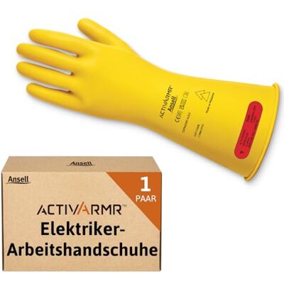 Ansell ActivArmr Elektriker-Schutzhandschuhe, Elektroschutz Klass 0 (1000V), Elektrisch Isolierende Gummihandschuhe, Professionelle Arbeitshandschuhe 36cm, Gelb, Größe L (1 Paar) Ansell ActivArmr Elektriker-Schutzhandschuhe, Elektroschutz Klass 0 (1000V), Elektrisch Isolierende Gummihandschuhe, Professionelle Arbeitshandschuhe 36cm, Gelb, Größe L (1 Paar)