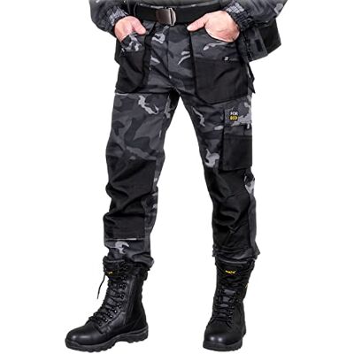 REIS FORECO-T MOB52 Arbeitshosen Männer, Arbeitshose, Schnittschutzhose, Arbeithose Herren, Tarnfarbe Schwarz, 52 Größe REIS FORECO-T MOB52 Arbeitshosen Männer, Arbeitshose, Schnittschutzhose, Arbeithose Herren, Tarnfarbe Schwarz, 52 Größe