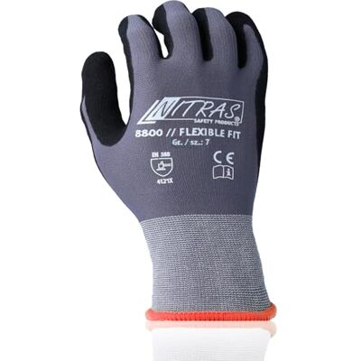 Nitras 3 Paar Arbeitshandschuhe 8800 EN 388 Flexible Passform Mechanikerhandschuhe Montagehandschuhe Schutzhandschuhe Gartenhandschuhe Allround-Handschuhe M, Grau/Schwarz Nitras 3 Paar Arbeitshandschuhe 8800 EN 388 Flexible Passform Mechanikerhandschuhe Montagehandschuhe Schutzhandschuhe Gartenhandschuhe Allround-Handschuhe M, Grau/Schwarz