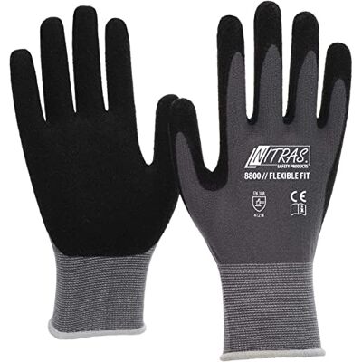 Nitras 3 Paar 8800 FLEXIBLE FIT Arbeitshandschuhe Schutz-Handschuhe für die Arbeit EN 388 Grau/Schwarz Gr. 8 Nitras 3 Paar 8800 FLEXIBLE FIT Arbeitshandschuhe Schutz-Handschuhe für die Arbeit EN 388 Grau/Schwarz Gr. 8