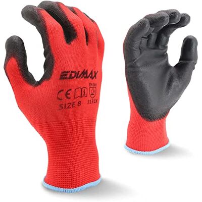 EDIMAX , Arbeitshandschuhe, 12 Paar, hohe Abrieb- und Reißfestigkeit, Stufe 3, Naylon PU Beschichtet, Vielseitig Einsetzbar, Größe 8, 9 & 10, für Mechaniker, Industrieller Schutz (Größe M 8) EDIMAX , Arbeitshandschuhe, 12 Paar, hohe Abrieb- und Reißfestigkeit, Stufe 3, Naylon PU Beschichtet, Vielseitig Einsetzbar, Größe 8, 9 & 10, für Mechaniker, Industrieller Schutz (Größe M 8)