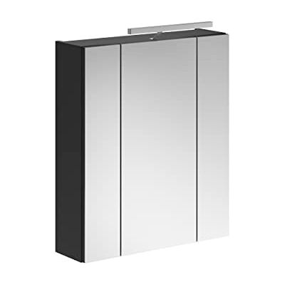 xonox.home X18B5726 Linus Spiegelschrank mit Beleuchtung, Badschrank Schwarz, 60 x 70 x 18 cm xonox.home X18B5726 Linus Spiegelschrank mit Beleuchtung, Badschrank Schwarz, 60 x 70 x 18 cm