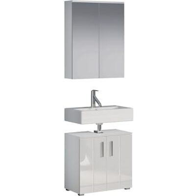 trendteam smart living Wons Badmöbel-Set (Waschbeckenunterschrank + Spiegelschrank) Weiß/Weiß Hochglanz (BxHxT) 60 x 192 x 32 cm silberfarbene Griffe kratzfest trendteam smart living Wons Badmöbel-Set (Waschbeckenunterschrank + Spiegelschrank) Weiß/Weiß Hochglanz (BxHxT) 60 x 192 x 32 cm silberfarbene Griffe kratzfest